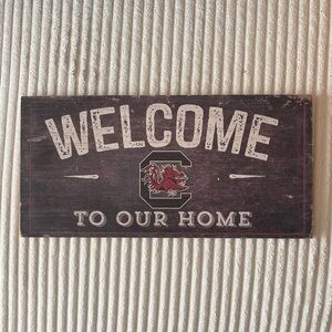 Carolina Gamecocks Door Sign with Red and White Accents